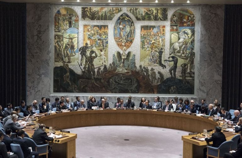 Vista del pleno del Consejo de Seguridad de la ONU durante una reunión sobre la situación en Birmania 