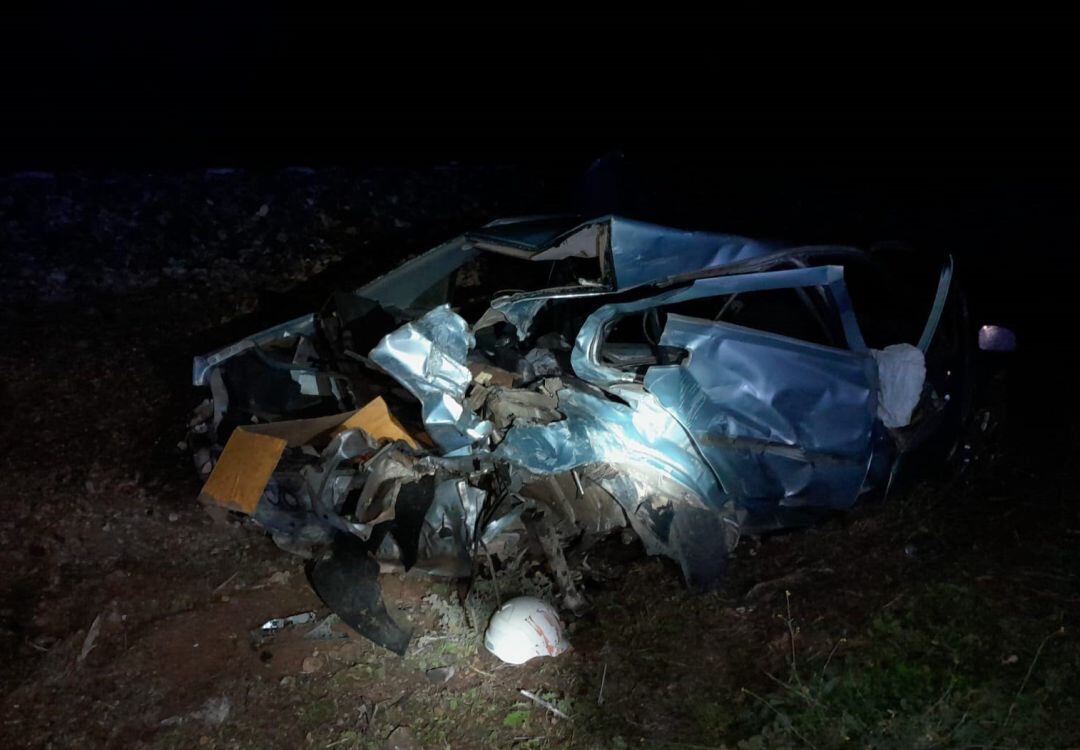 Estado en el que quedó el coche arollado en Tarancón