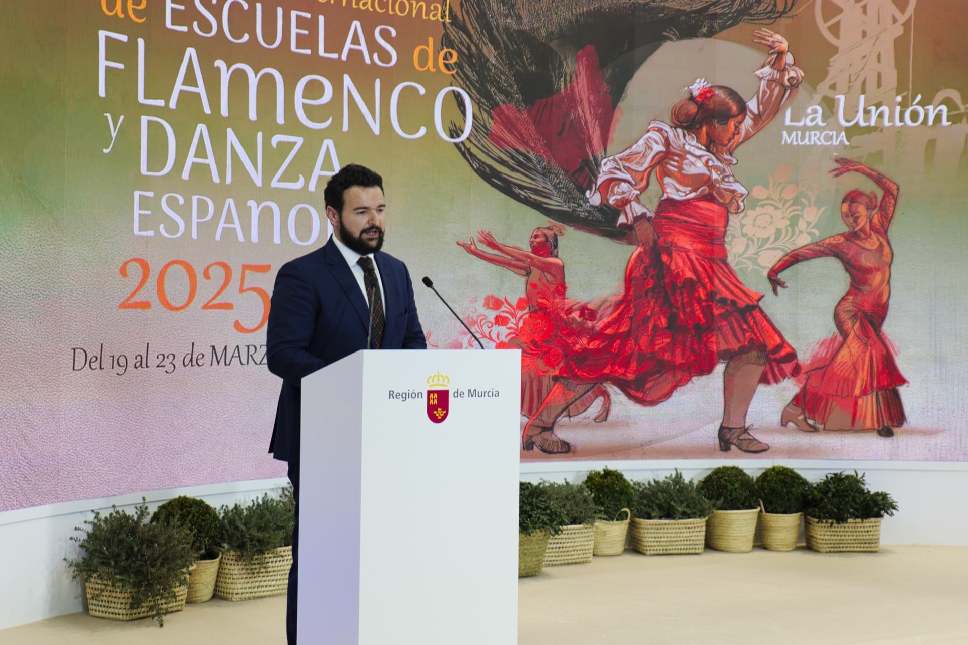 El alcalde de La Unión, Joaquín Zapata en la presentación del municipio en FITUR