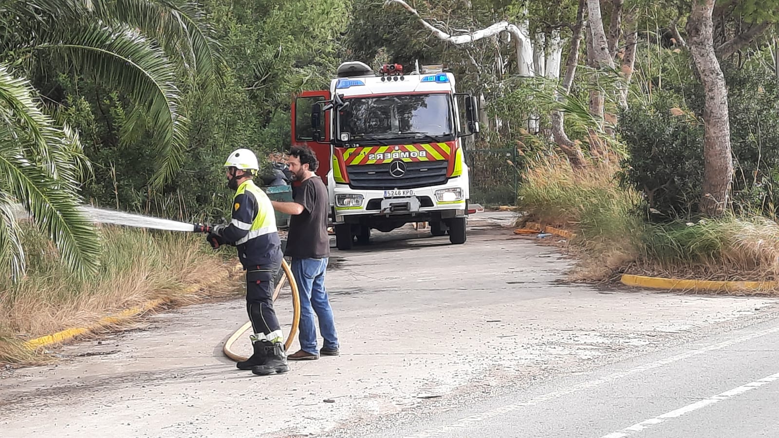 Ocho dotaciones de bomberos trabajan en la extinción de un incendio forestal en la Devesa de El Saler de València, una imagen de archivo