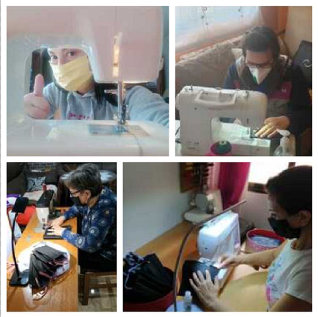 Costureras voluntarias que cosen mascarillas para el Hospital Santa Bárbara 