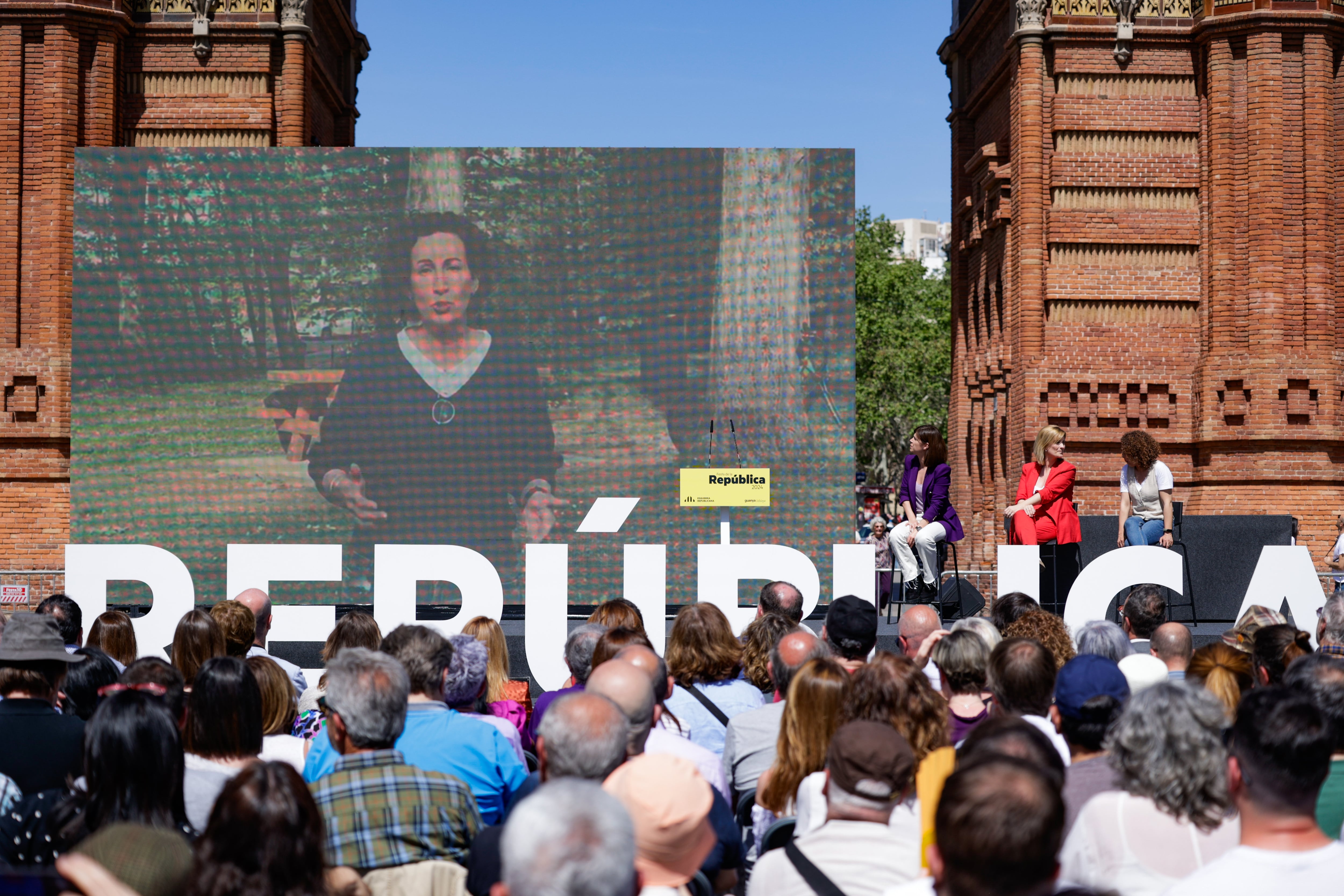 Intervención telemática de Marta Rovira en la &#039;Festa de la Republica&#039; de ERC del pasado 13 de abril en el Passeig Companys de Barcelona.