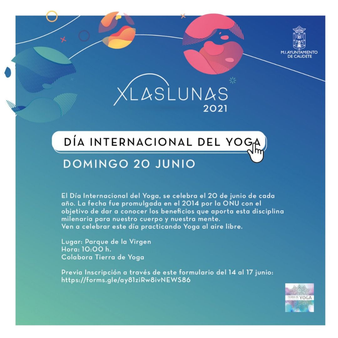 Cartel del día internacional del yoga en Caudete