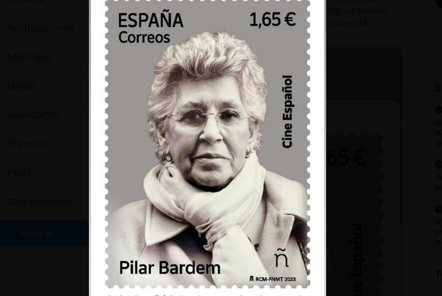 Correos ha emitido un sello de la serie Cine Español dedicado a la actriz Pilar Bardem.