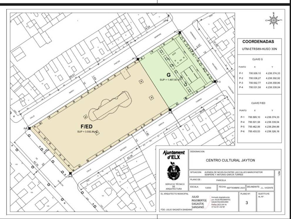 Plano del futuro centro sociocultural de Jayton en Elche