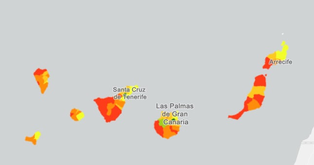 Renta media per cápita de Canarias. Instituto Nacional de Estadística