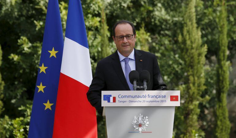 El presidente francés Francois Hollande durante su visita a Tánger (Marruecos).