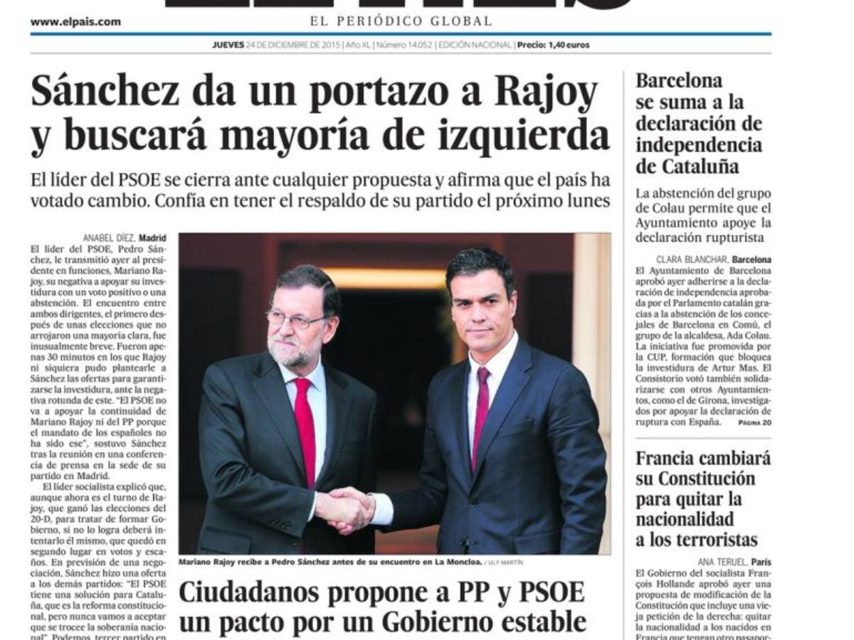 Portadas periódicos 24 de diciembre de 2015