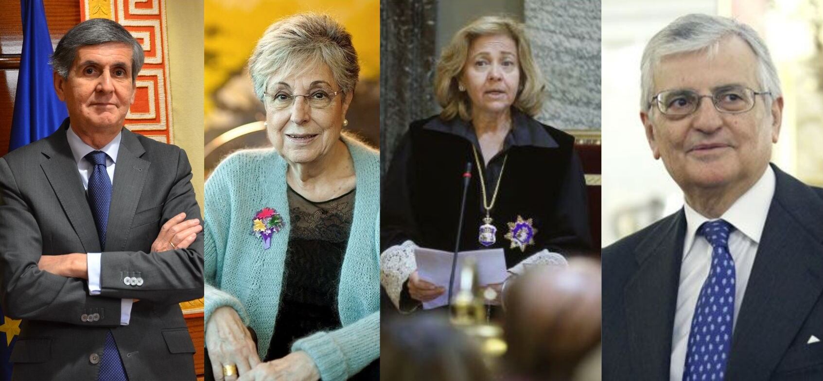 Los juristas Pedro González Trevijano, Encarnación Roca, Consuelo Madrigal y Eduardo Torres Dulce, en imágenes de archivo.