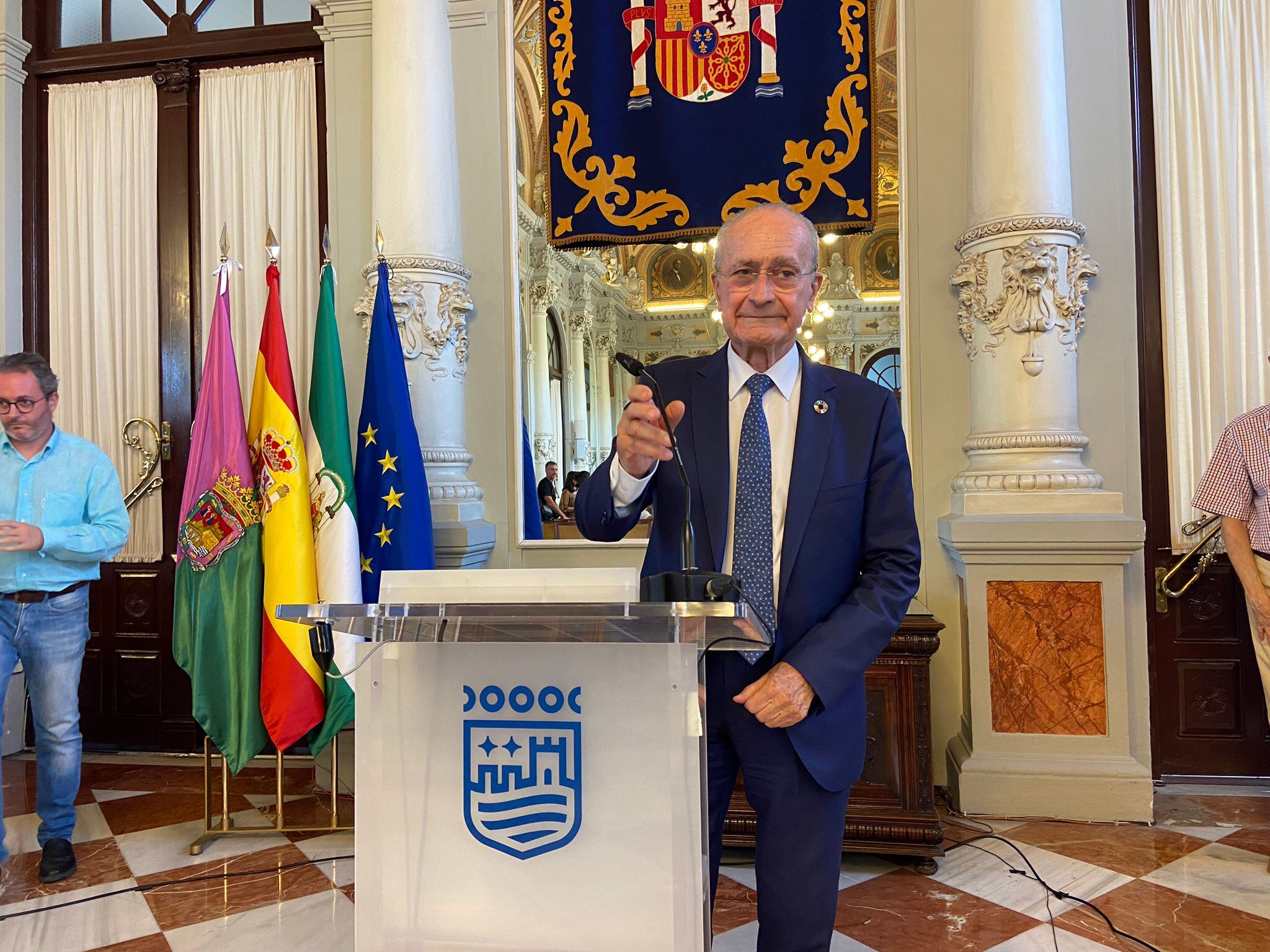 El alcalde de Málaga, Francisco de la Torre, durante la presentación de la renovación del acuerdo con el Pompidou
