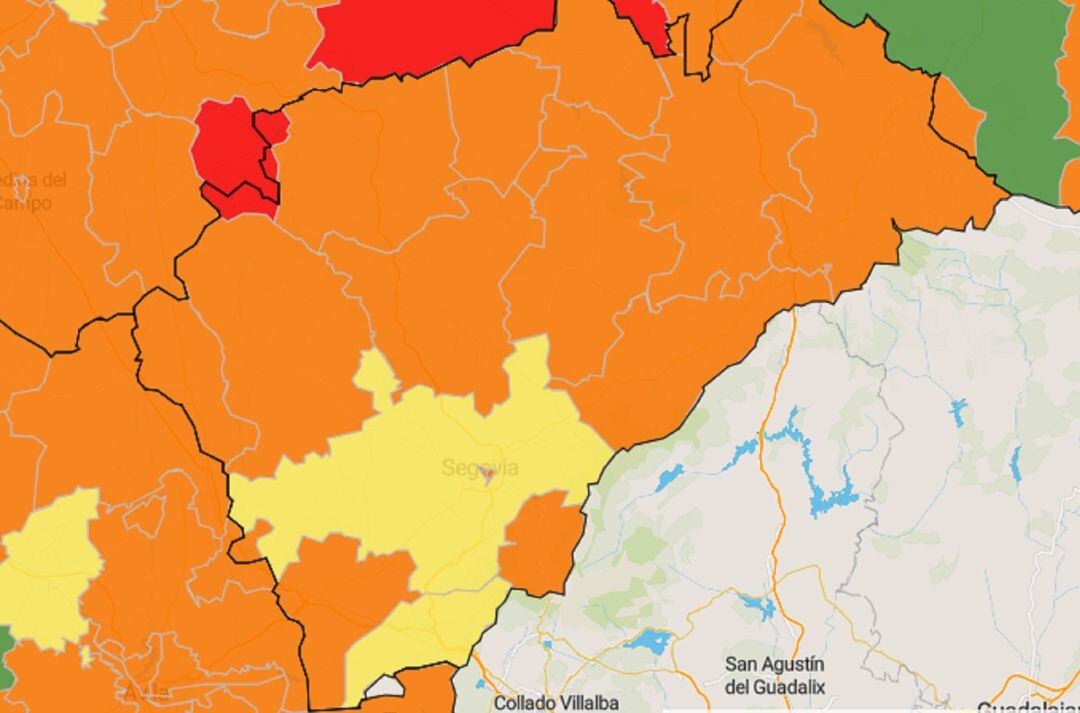 Mapa de las Zonas Básicas de Salud hoy viernes 25 de septiembre
