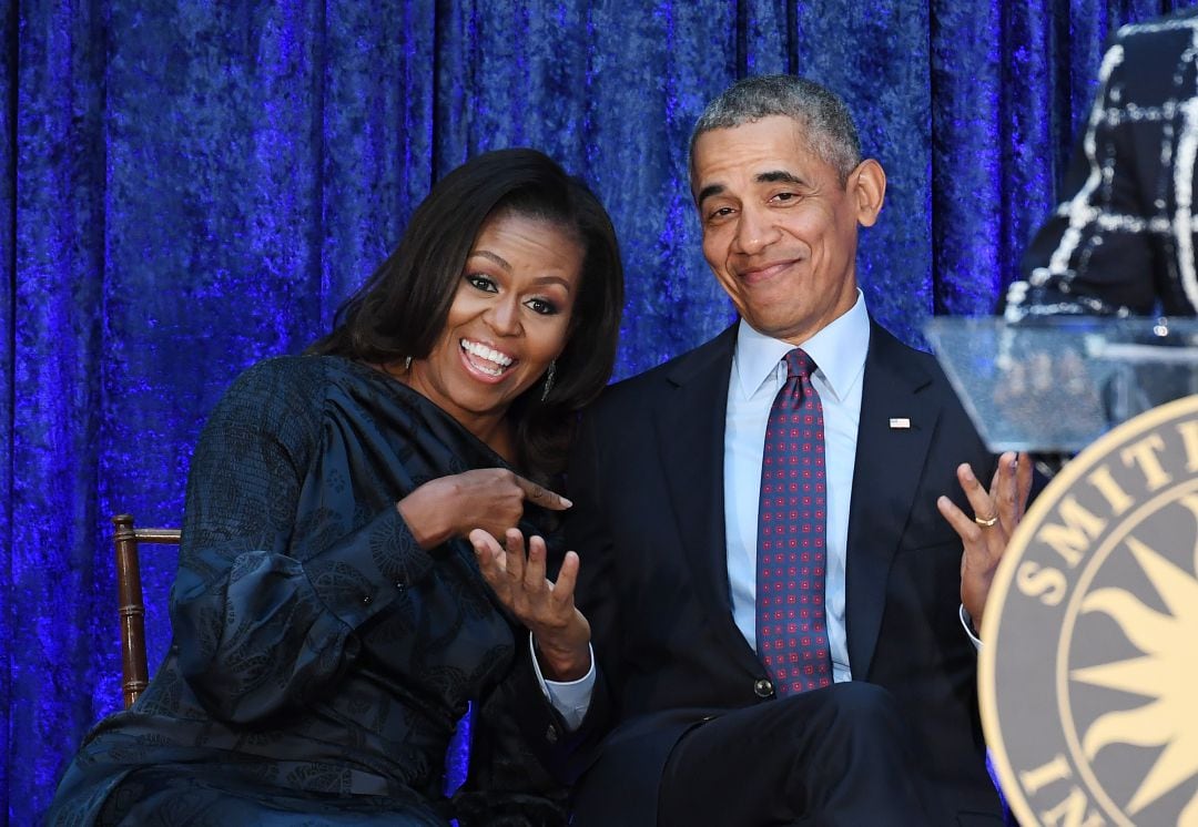 Michelle Obama y Barack Obama, durante un acto con la prensa