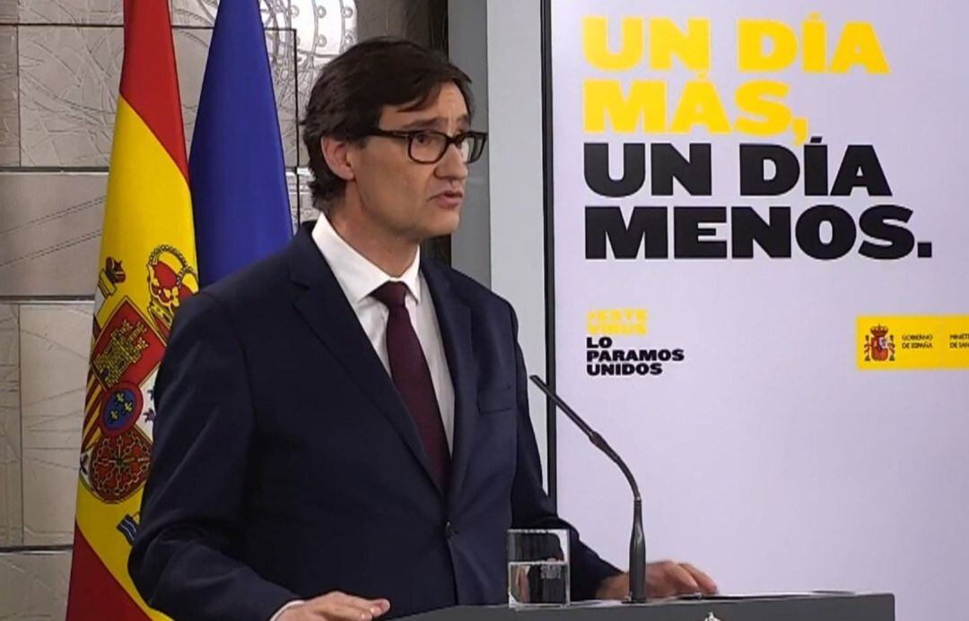 El ministro de Sanidad, Salvador Illa, durante la rueda de prensa tras el Consejo de Ministros de este martes.