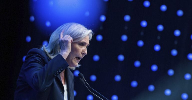 La líder del Frente Nacional, Marine Le Pen durante la celebración de la victoria del &#039;brexit&#039; 