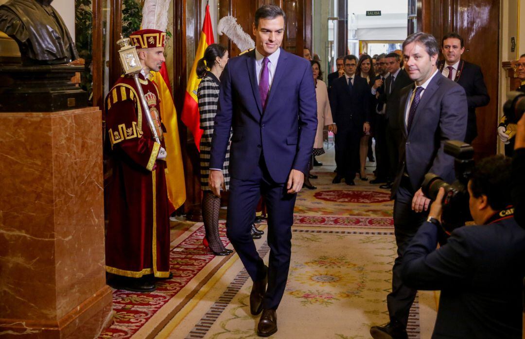 El presidente del Gobierno, Pedro Sánchez, asiste al acto de Conmemoración del Día de la Constitución en el Congreso de los Diputados.