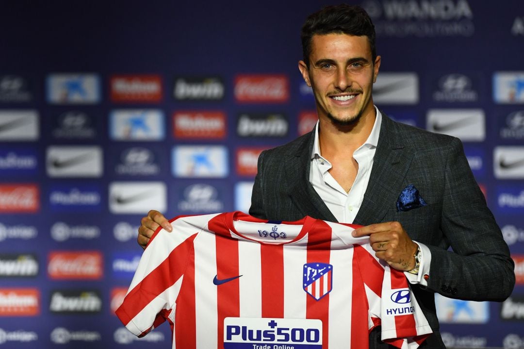 Mario Hermoso, en su presentación con el Atlético de Madrid