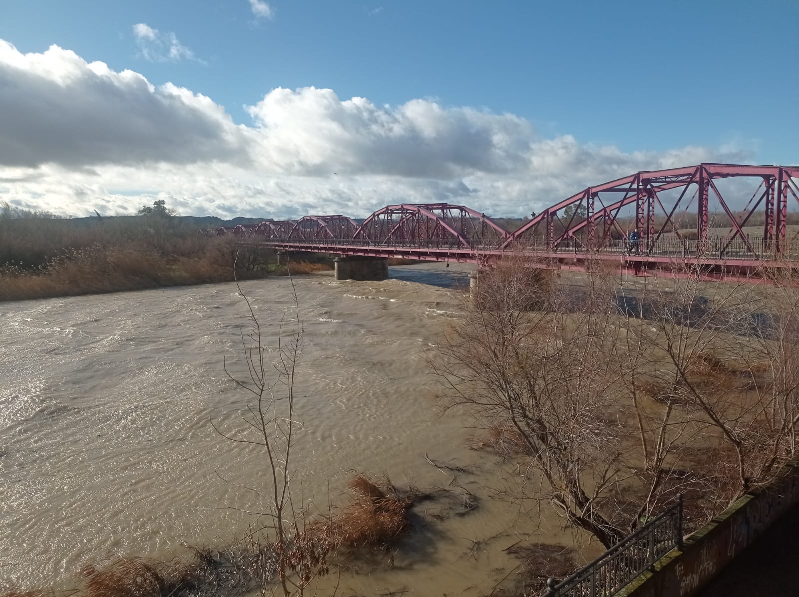 Crecida del río Tajo a la altura del puente de Hierro de Talavera de la Reina