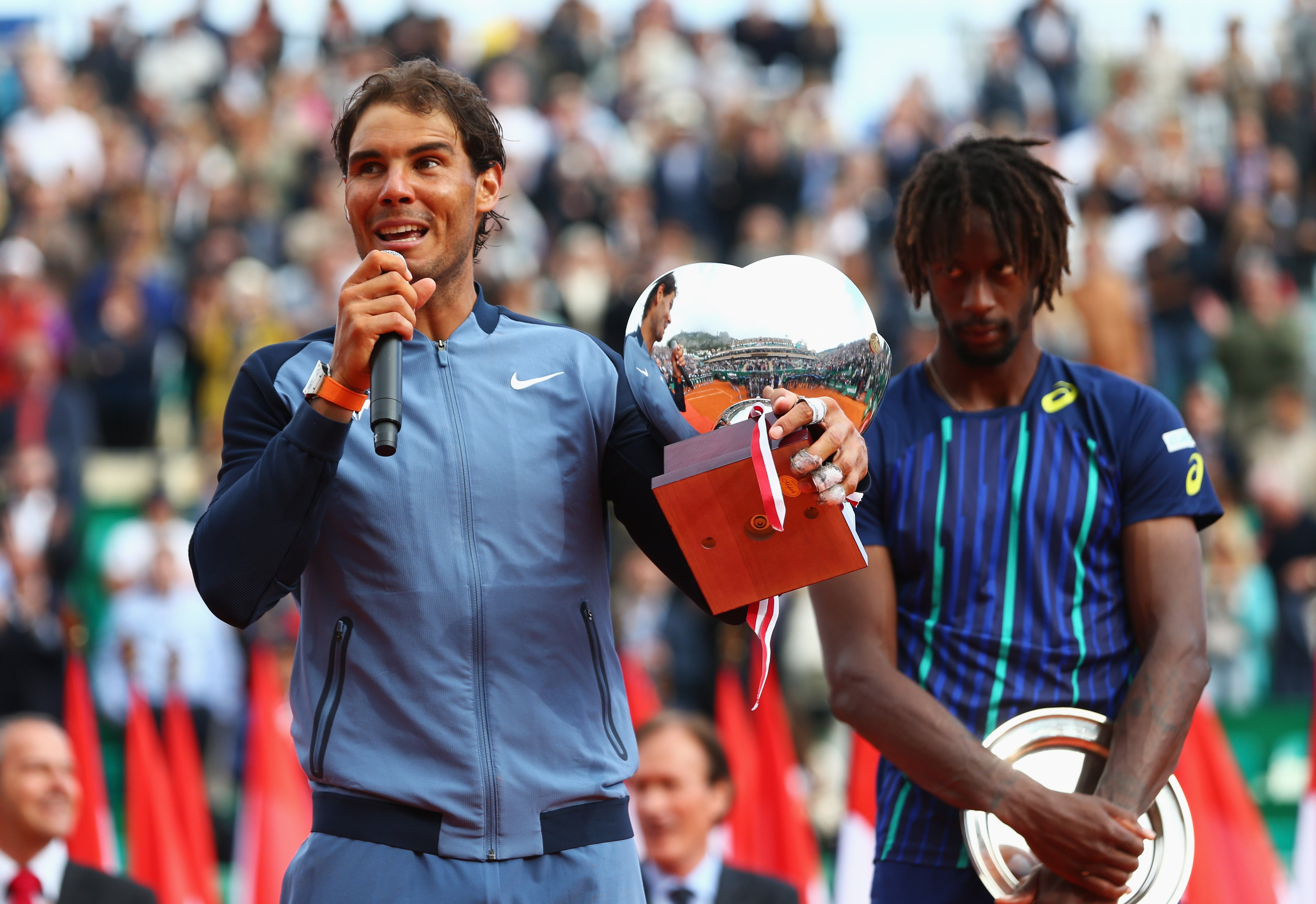 Rafa Nadal y Gaël Monfils, después de jugar la final del ATP de Montecarlo