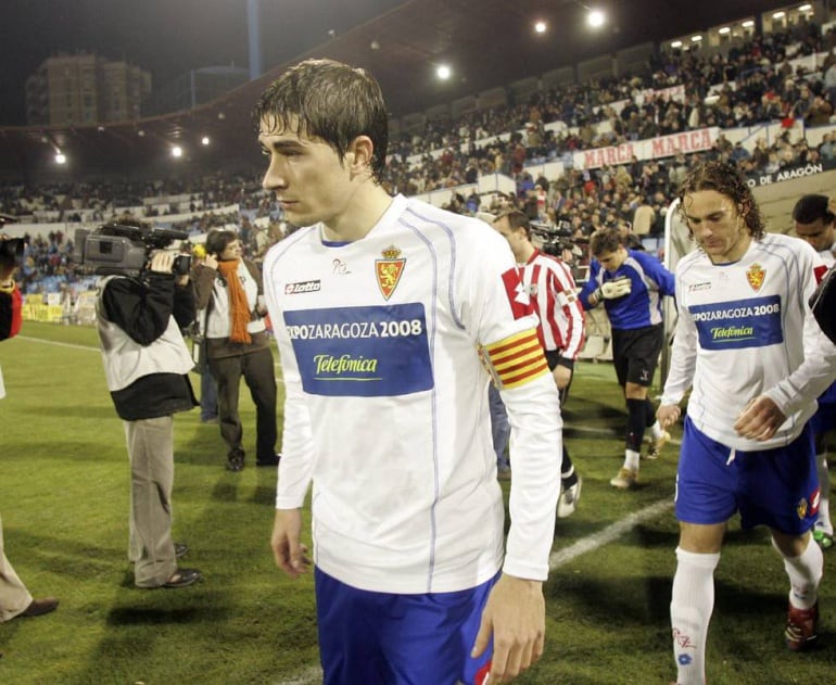 Cani, con el brazalete de capitán, en un partido de su última temporada en el Real Zaragoza. 