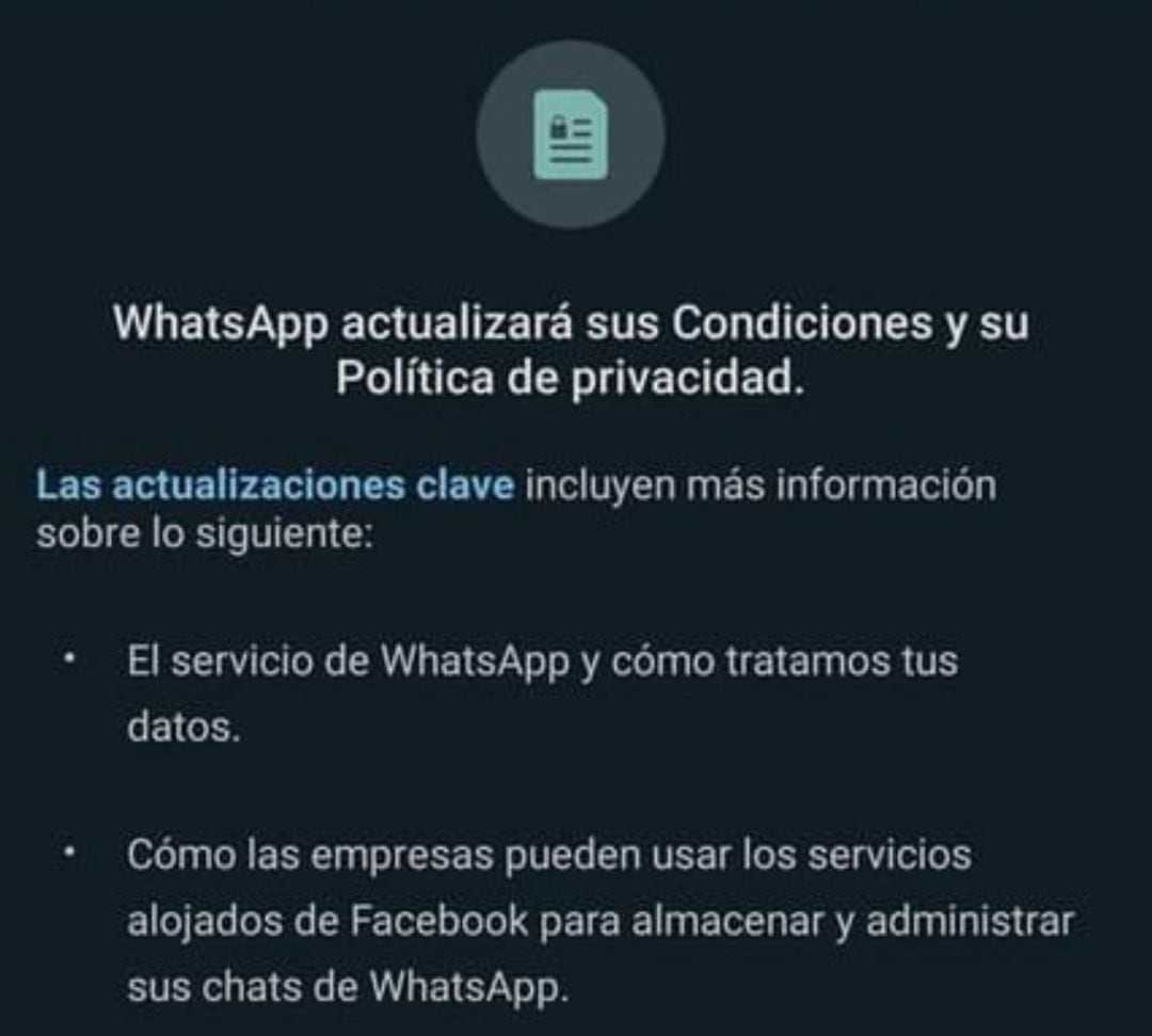 Esto es lo que debes de saber si te ha llegado un mensaje de WhatsApp para que aceptes sus nuevas condiciones.