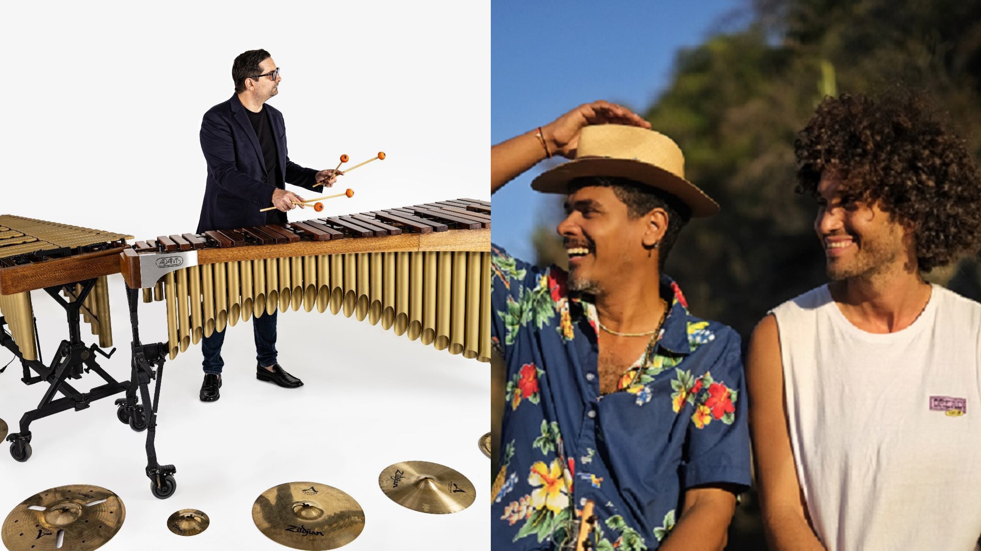 El percusionista Marco Pacassonila y la banda colombiana El Caribefunk.