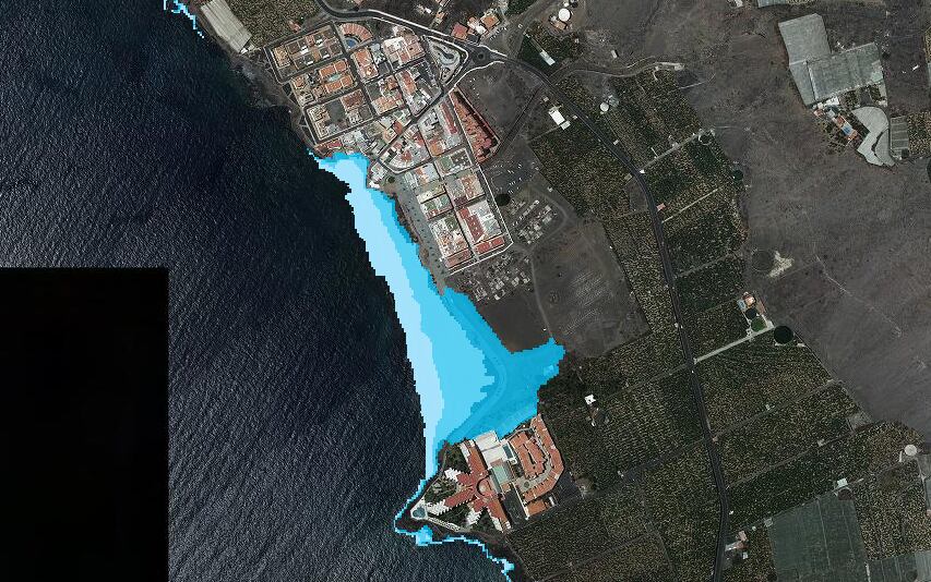 Subida del nivel del mar en Puerto Naos (2050)