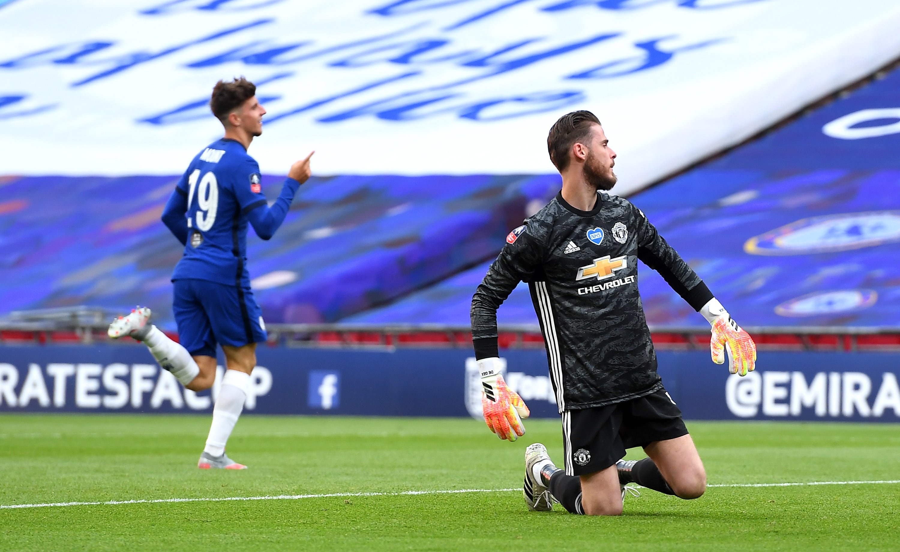 David De Gea, tras encajar un gol de Mason Mount, del Chelsea.