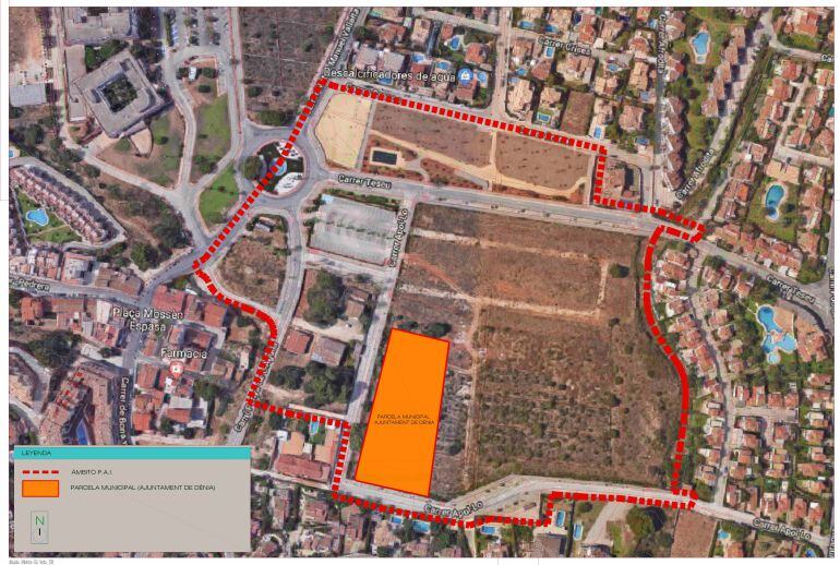 Plano de la parcela municipal donde podría construirse la segunda residencia de ancianos de Dénia.