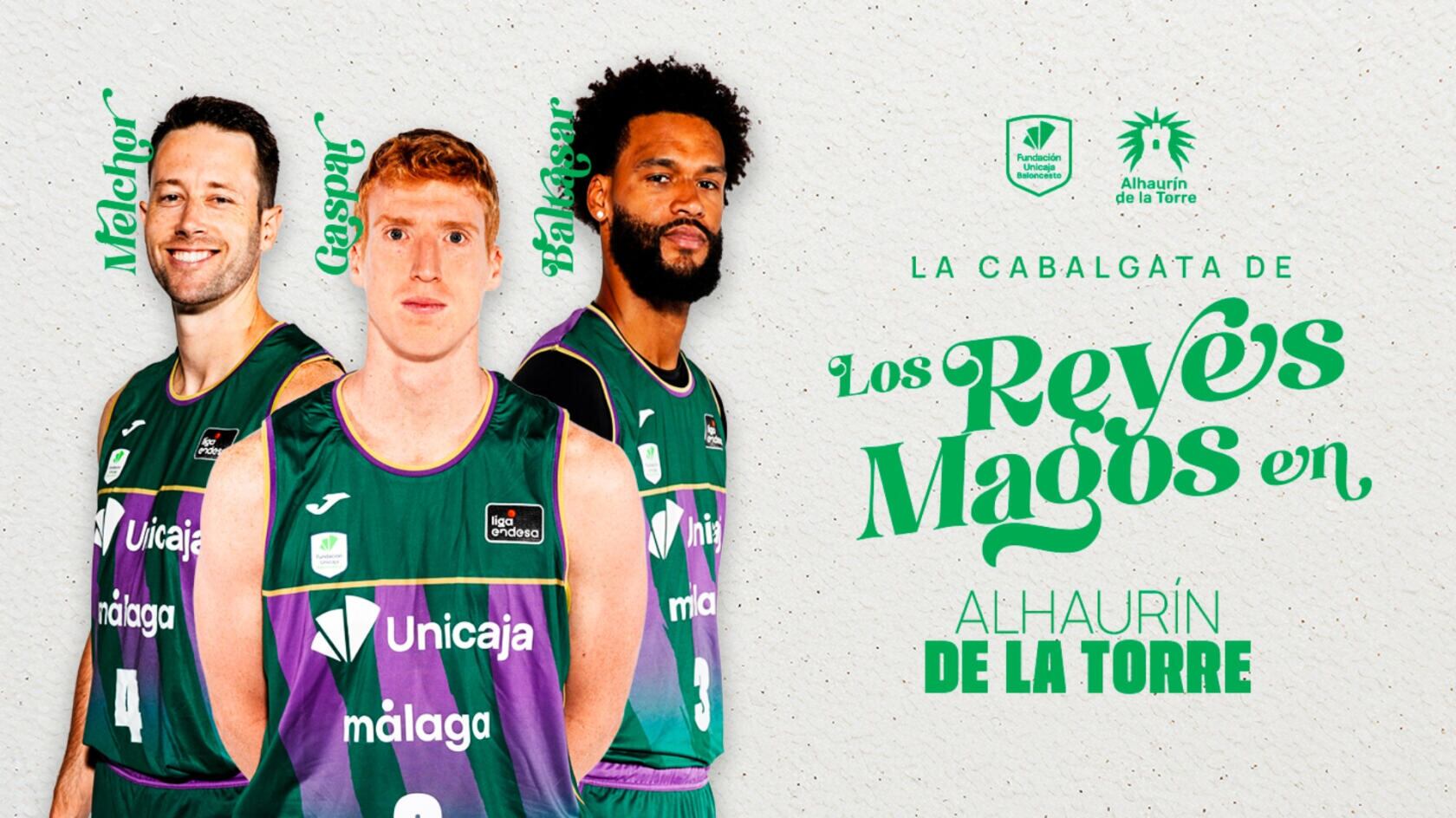 Alberto Díaz, Tyler Kalinoski y James Webb III, representantes de los Reyes Magos en Alhaurín de la Torre