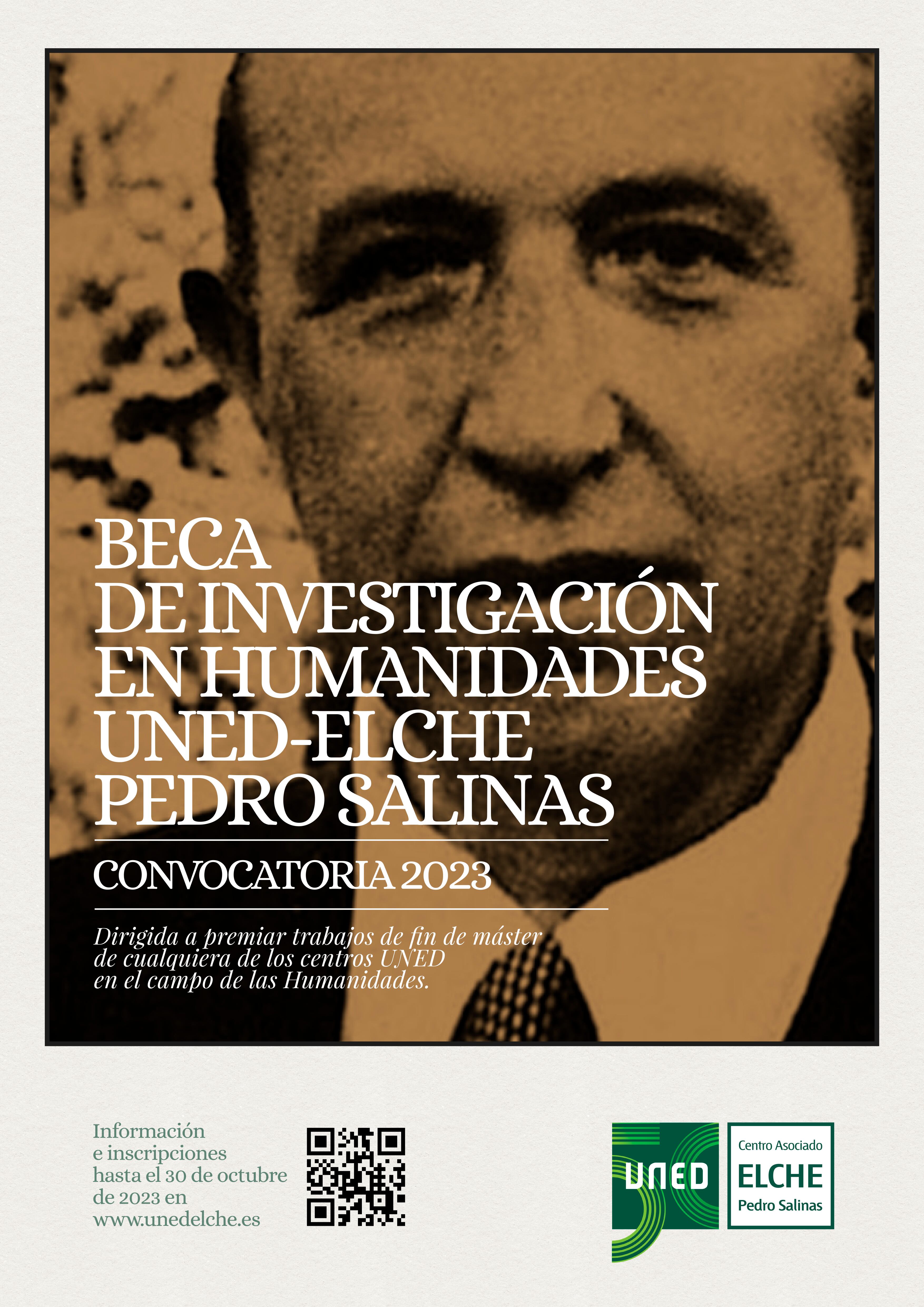 Cartel Beca Investigación en Humanidades UNED-Elche Pedro Salinas