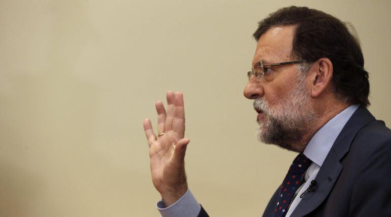 Rajoy, durante una entrevista concedida a Efe con motivo de la clausura del 75 aniversario de la agencia y que se publicará íntegramente el próximo fin de semana. EFE/JAVIER LIZÓN