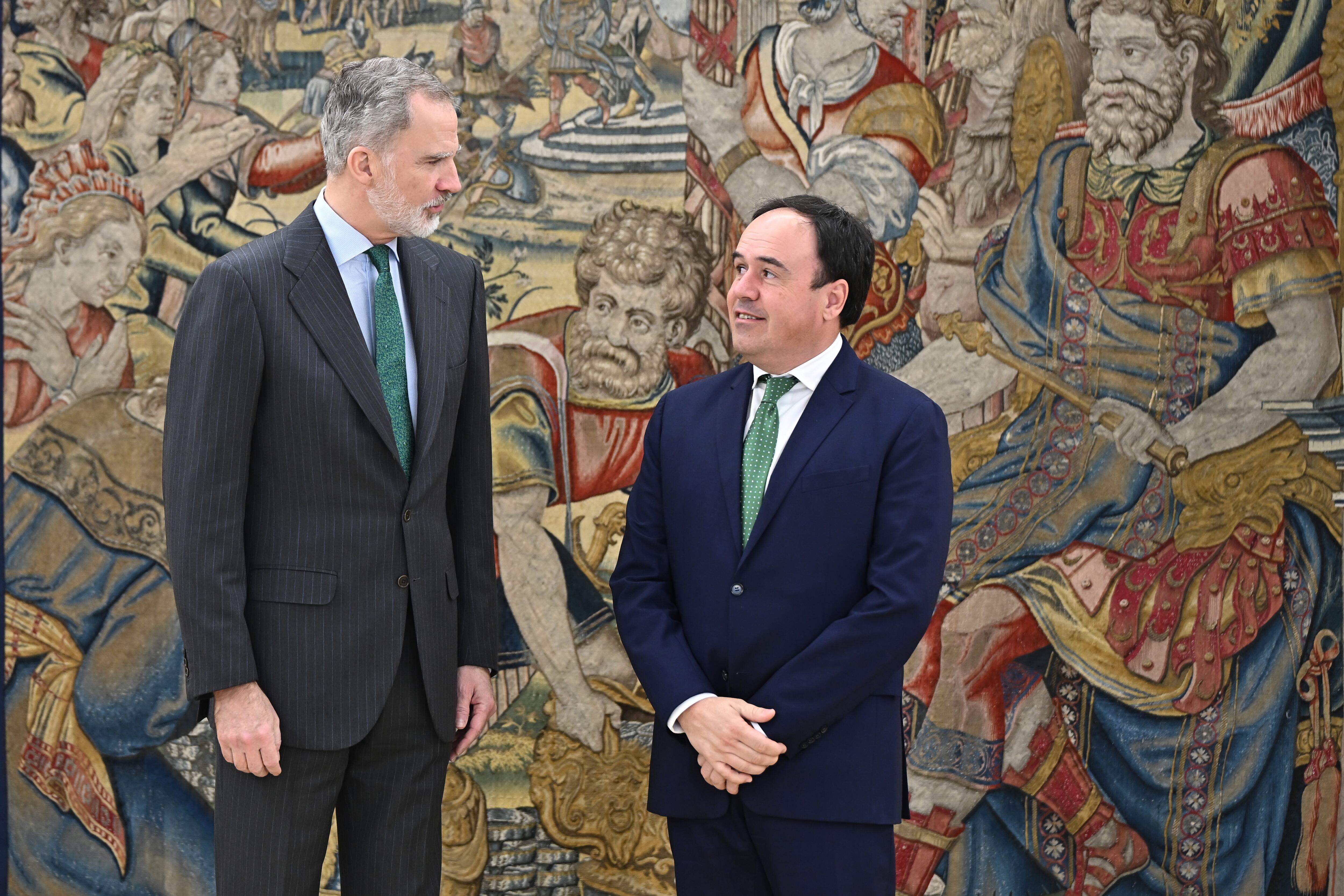 El rey Felipe VI recibe al presidente de la Generalitat valenciana, Juan Francisco Pérez Llorca este jueves en una audiencia real celebrada en el Palacio de la Zarzuela en Madrid. 