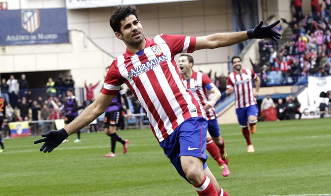Diego Costa celebra el segundo gol frente al Valladolid.