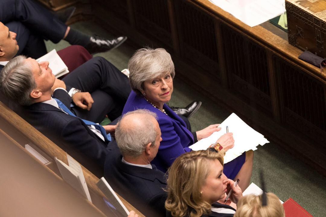 La Primer Ministra británica, Theresa May, durante una sesión de control al gobierno en el Parlamento Ingles