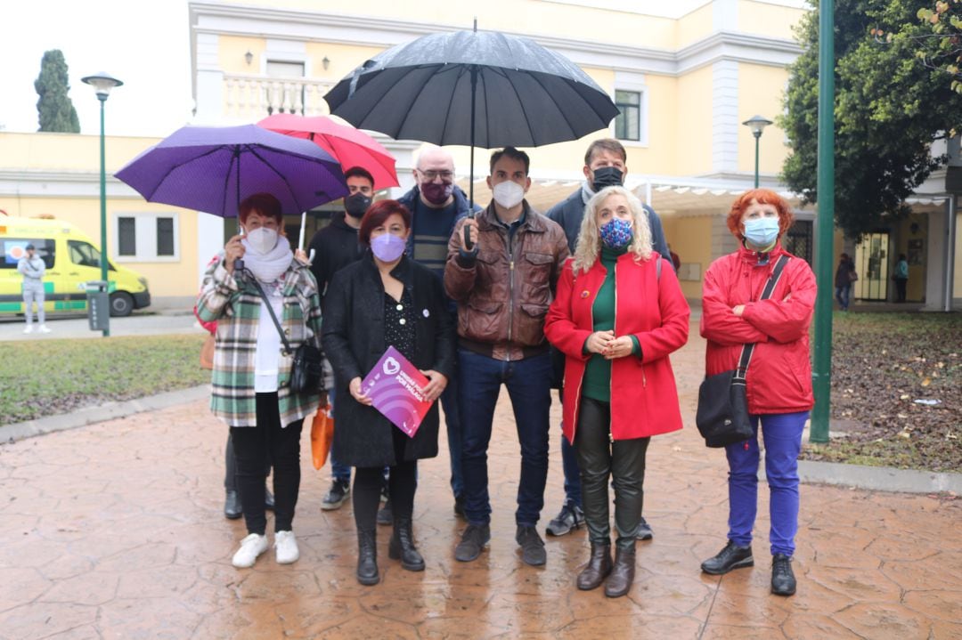 Miembros de Unidas Podemos esta mañana en Málaga