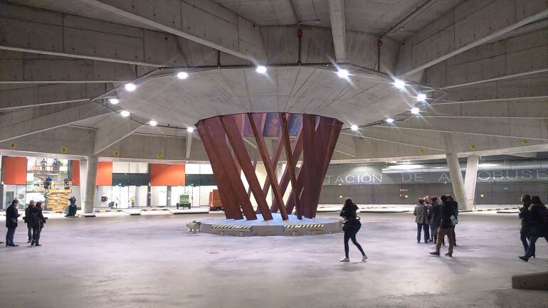 Vista interior de la nueva estación de autobuses de San Sebastián. 