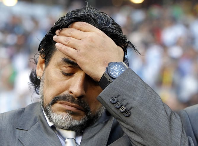 Maradona, desolado tras la eliminación de Argentina