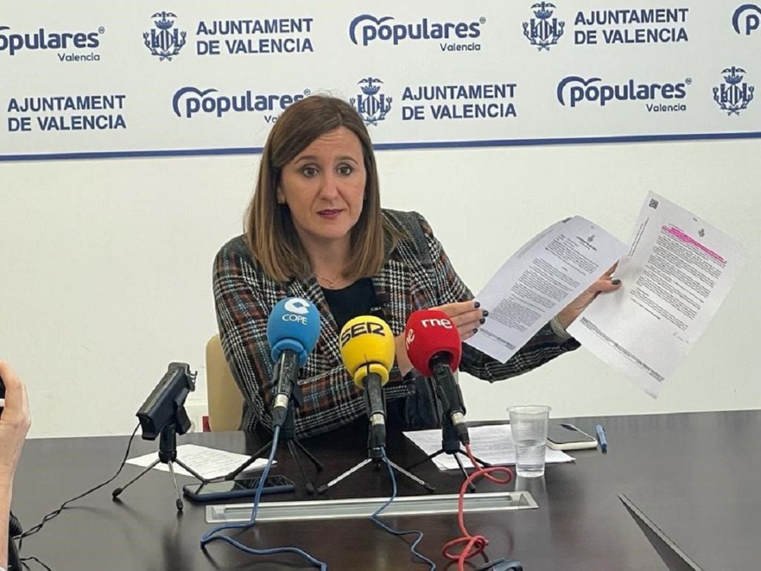 María José Catalá en la rueda de prensa del PP