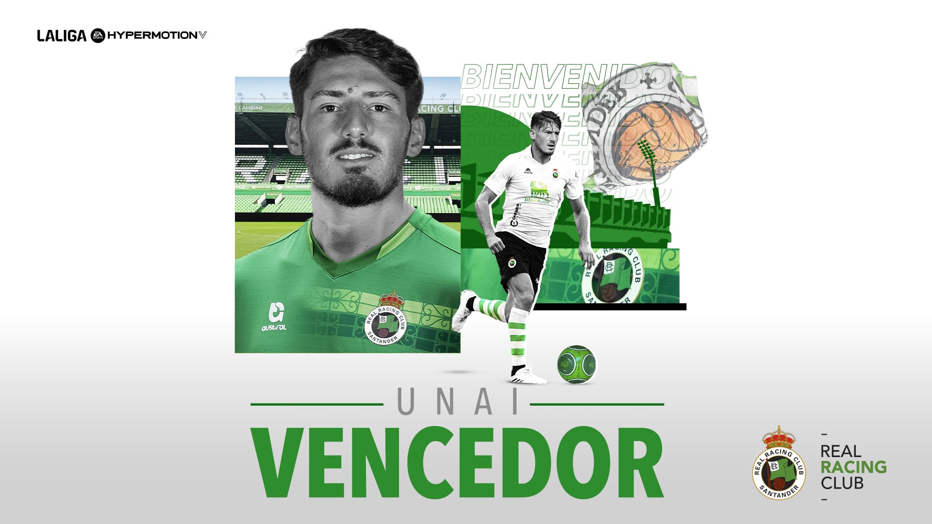 Imagen con la que el Racing ha anunciado la incorporación de Unai Vencedor en calidad de cedido. / Real Racing Club de Santander