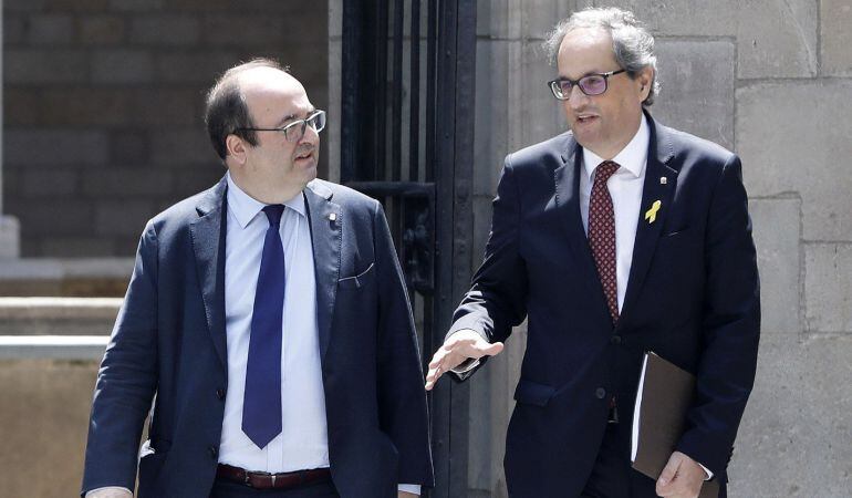 El presidente de la Generalitat, Quim Torra, ha iniciado hoy su ronda de contactos con líderes parlamentarios con una reunión con el primer secretario del PSC, Miquel Iceta.