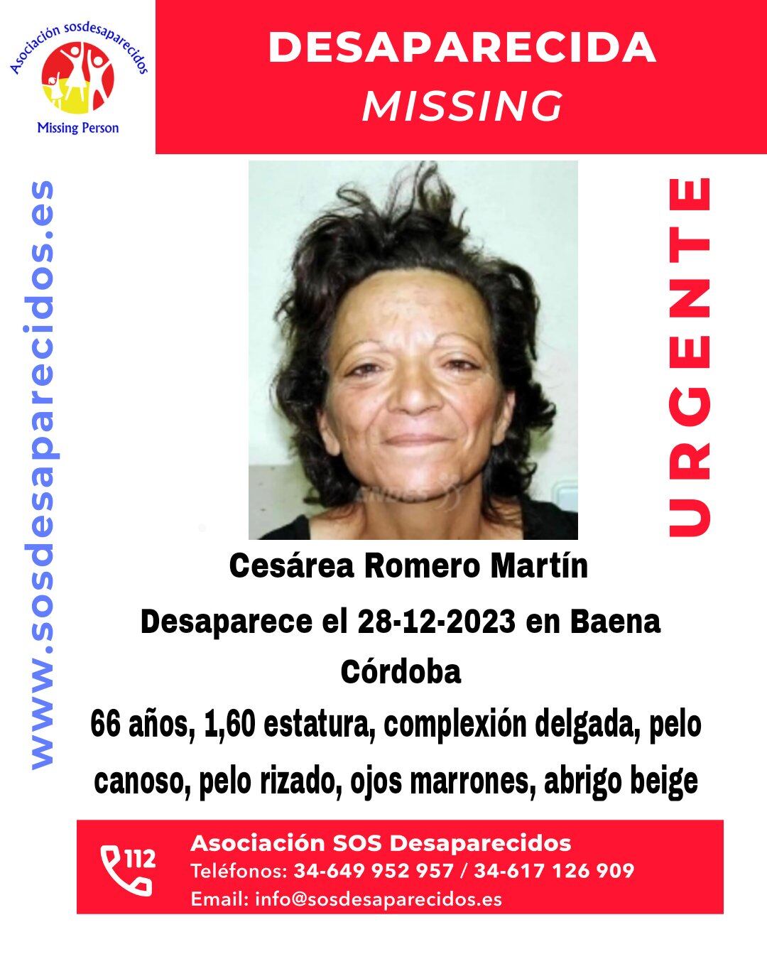 Buscan a Cesárea Romero Martín, una vecina de Baena desaparecida desde el jueves