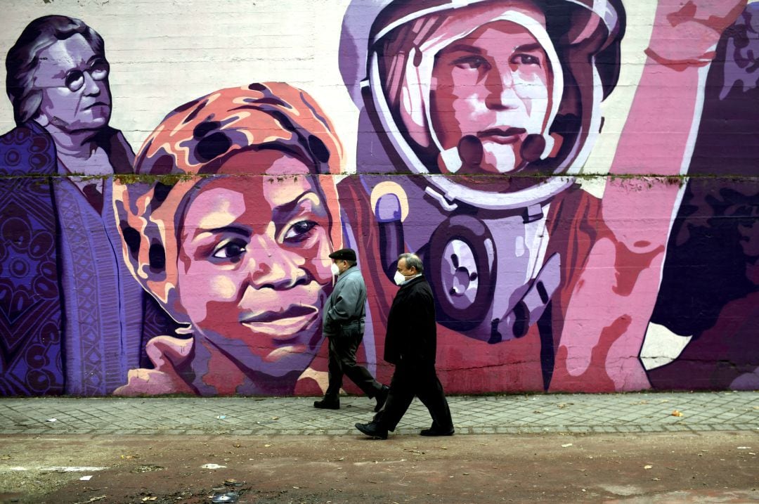 Imagen del mural feminista de Ciudad Lineal que se reproducirá en Getafe