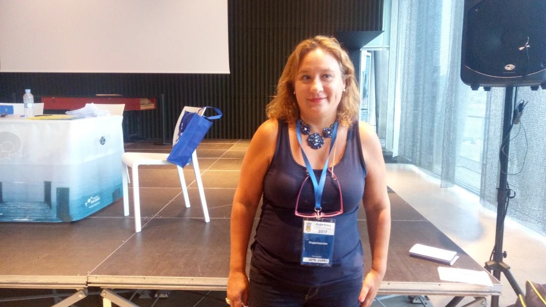 Gema Estrela, tras la asamblea de junio de 2017.