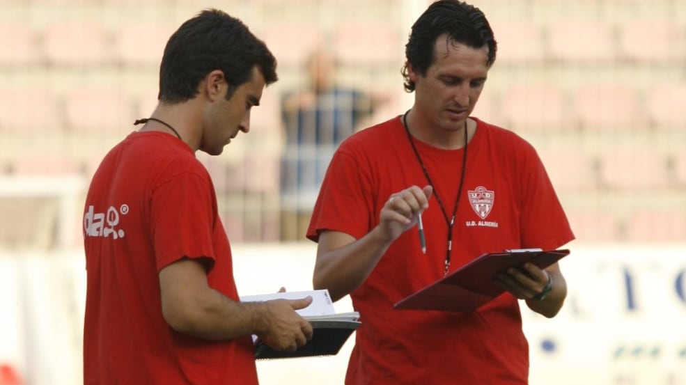 Juan Carlos Carcedo con Unai Emery trabajando por un Almería de Primera.