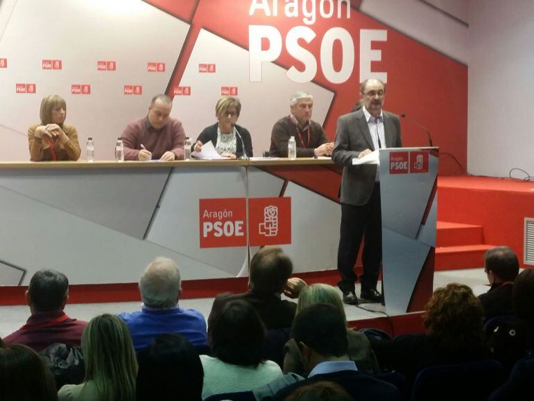 Javier Lambán, durante su intervención en el comité regional del PSOE