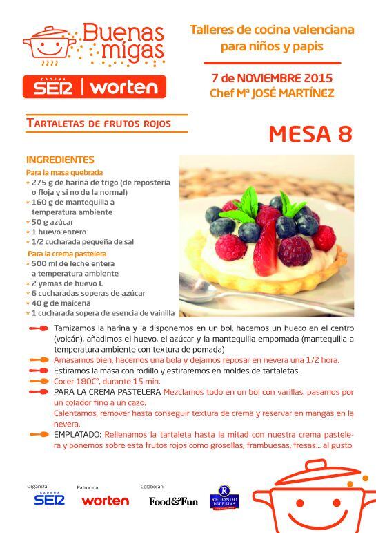 Tartaletas de frutos rojos, postre del taller de Buenas Migas SER