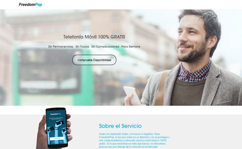 Web de FreedomPop en España.