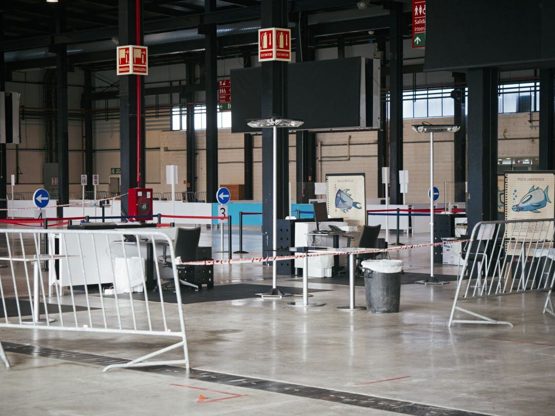 Recinto ferial de Navarra (REFENA) preparado para la realización test antígenos y PCR de detección del COVID-19 en Pamplona
