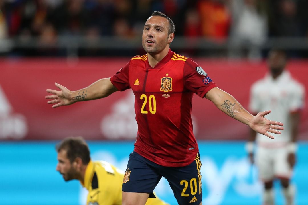 Cazorla celebra un gol con la Selección el pasado mes de noviembre