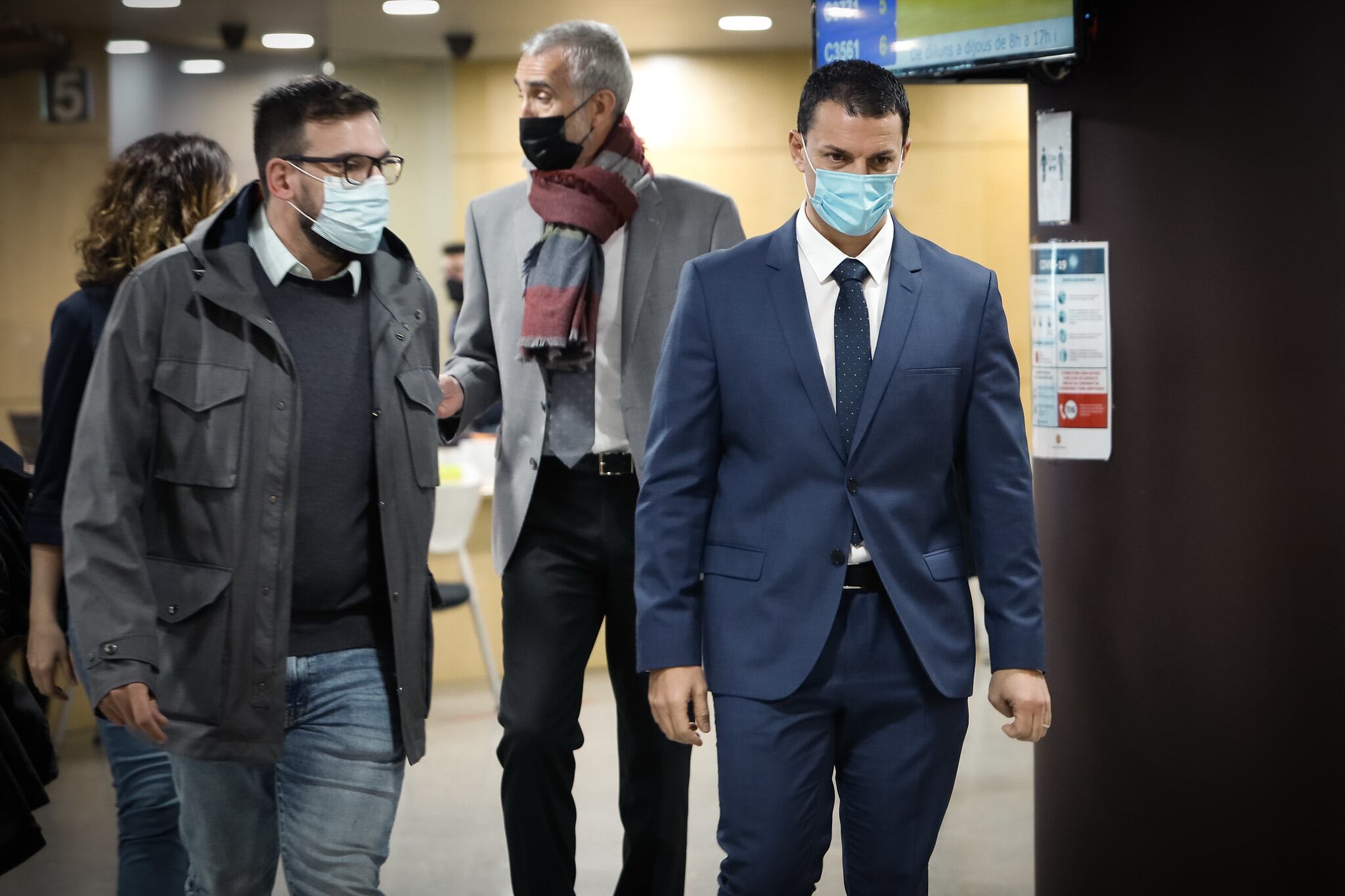 Roda de premsa de balanç delsprimers vols entre Andorra-La Seu d&#039;Urgell i Madrid a càrrec del ministre de Presidència,Economia i Empresa,Jordi Gallardo i del secretari d&#039;estat d&#039;Economia,Èric Bartolomé.